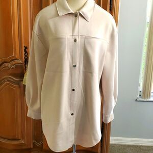 TRUTH BY REPUBLIC,  Faux leather Shirt/jacket. Light pink. Snaps. Size large .